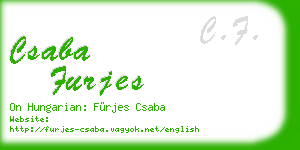 csaba furjes business card